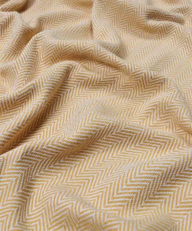 100018-16CigitBalık Sırtı Desen Pamuk Bebek Battaniyesi 93X100 cm +/-2 cm Hardal Sarı