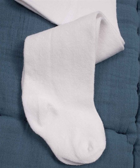 90036-14CigitDüz Renk Külotlu Çorap 0-8 Yaş Beyaz