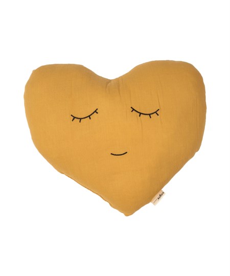 100189-16Gülenyüz Nakışlı Kalp Süs Yastık 35X35 cm Hardal Sarı - CigitCigitGülenyüz Nakışlı Kalp Süs Yastık 35X35 cm Hardal Sarı