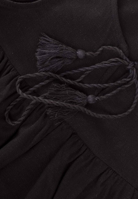 20074 - 5037Keten Bağcıklı Elbise 2-6 Yaş Siyah - CigitCigitKeten Bağcıklı Elbise 2-6 Yaş Siyah