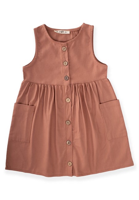 62675 - 5025CigitZero Sleeve Dress 2-8 Ages Brown