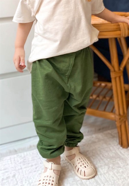 62656 - 5053CigitTriangle Pop Harlem Trousers Ages 2-7 Oil Green
